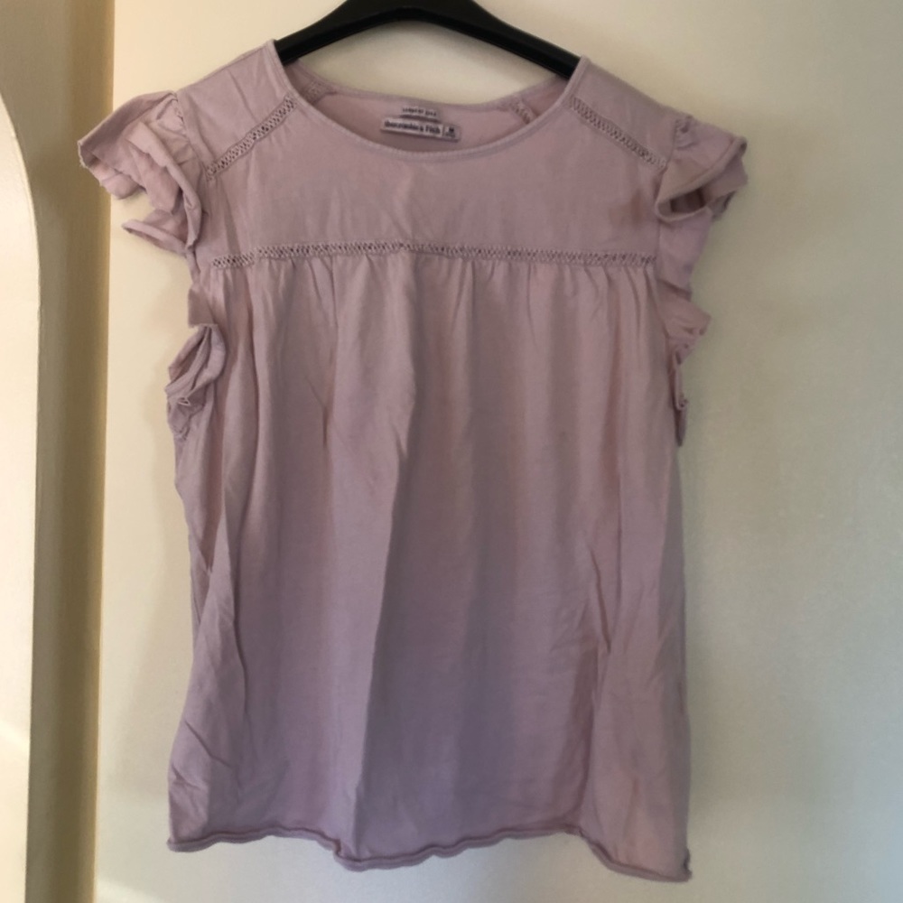Lavender ruffle sleeve top